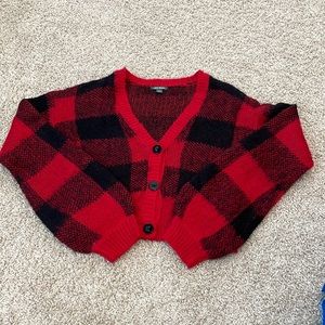 Wild Fable Plaid Cropped Button Down Sweater